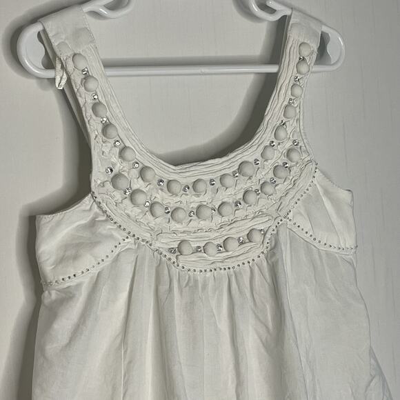 Monsoon White Cotton Sparkle Smocked Summer Top Size 8/9 - Picture 3 of 10